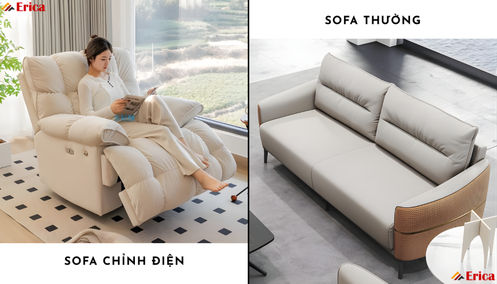 So sánh sofa chỉnh điện với sofa thường