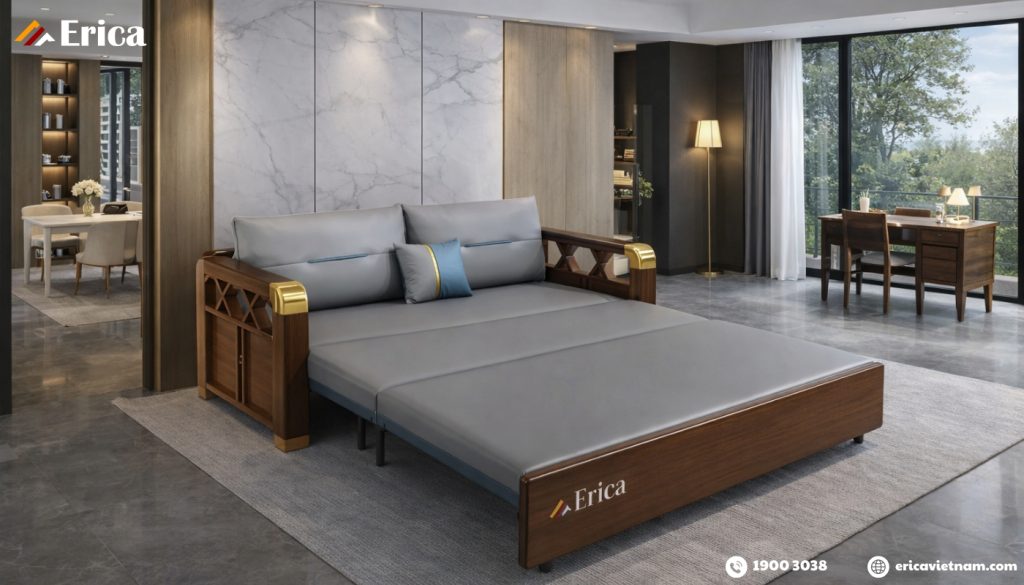 Ví dụ mẫu sofa bed Erica EC1 phù hợp không gian sang trọng