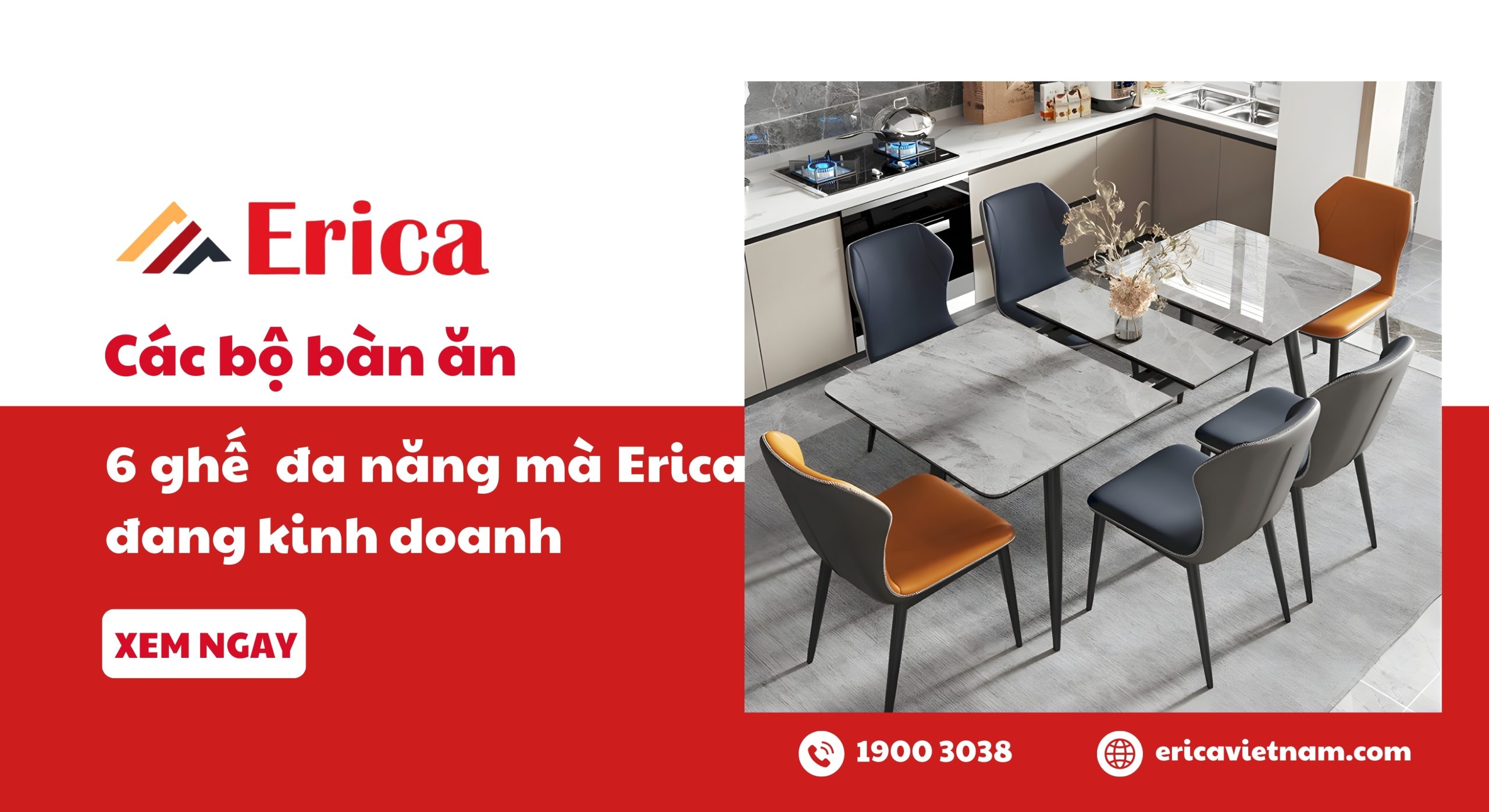 Các bộ bàn ăn 6 ghế đa năng mà Erica đang kinh doanh