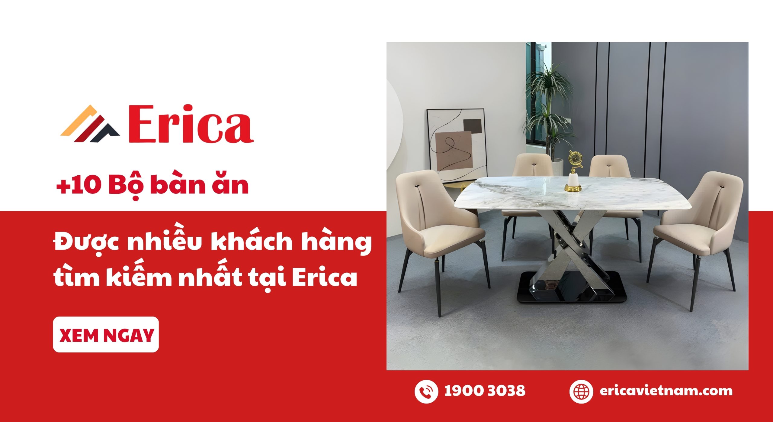 10 Bộ bàn ăn được nhiều khách hàng tìm kiếm nhất tại Erica