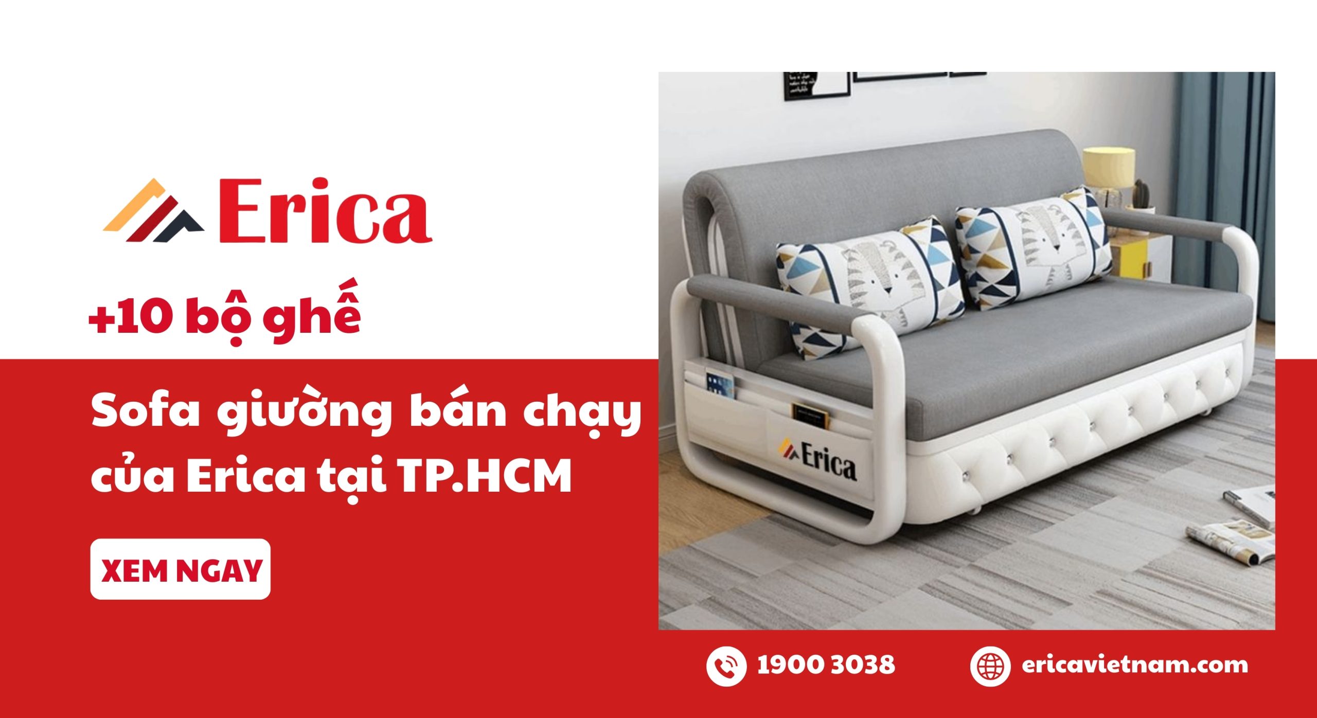 10 bộ ghế sofa giường bán chạy của Erica tại TP.HCM
