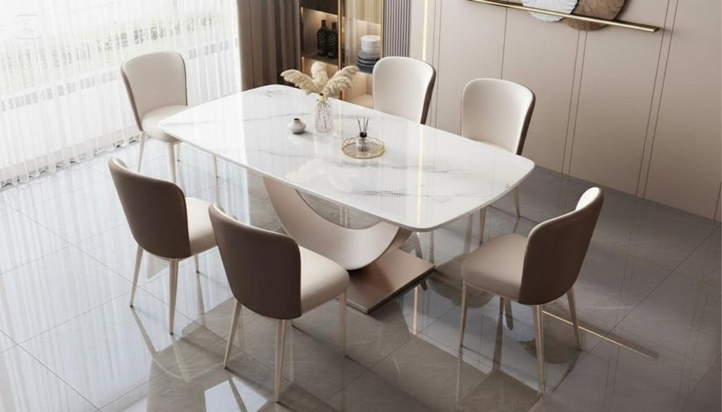 bộ bàn ăn 6 ghế mặt đá ceramic