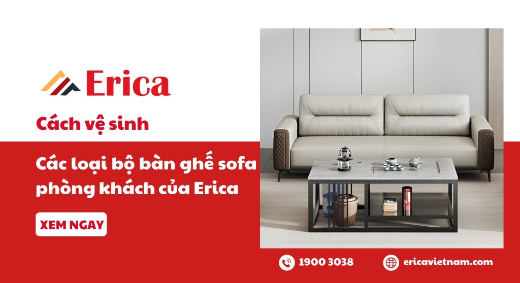 Cách vệ sinh các loại bộ bàn ghế sofa phòng khách của Erica