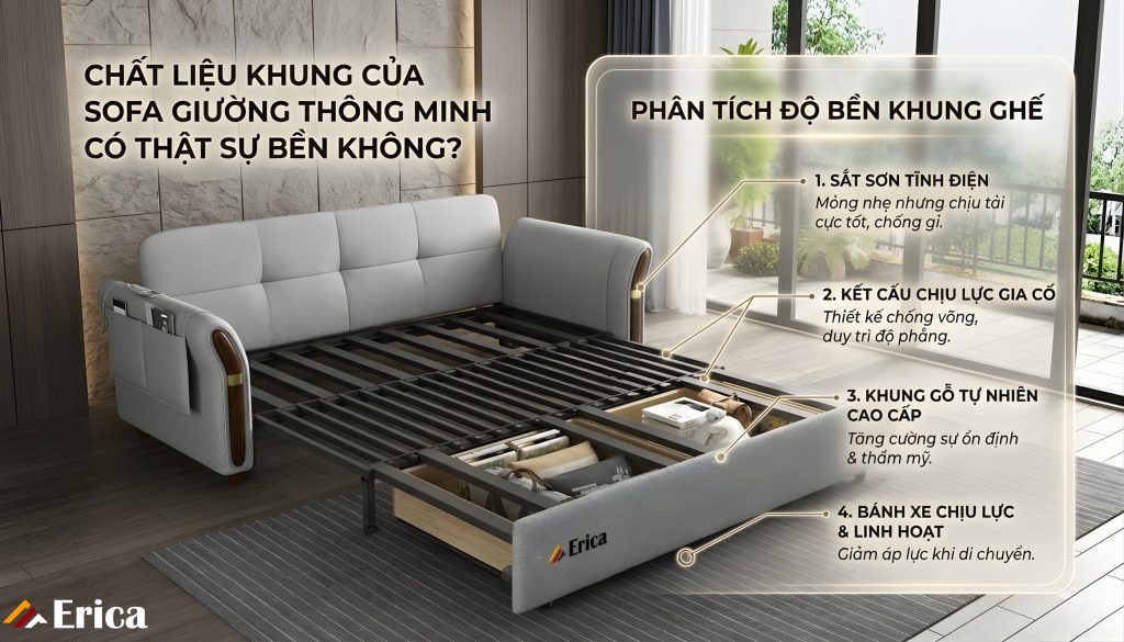 Chất liệu khung của sofa giường có bền không?