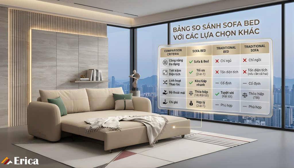 So sánh sofa bed với các loại sofa khác