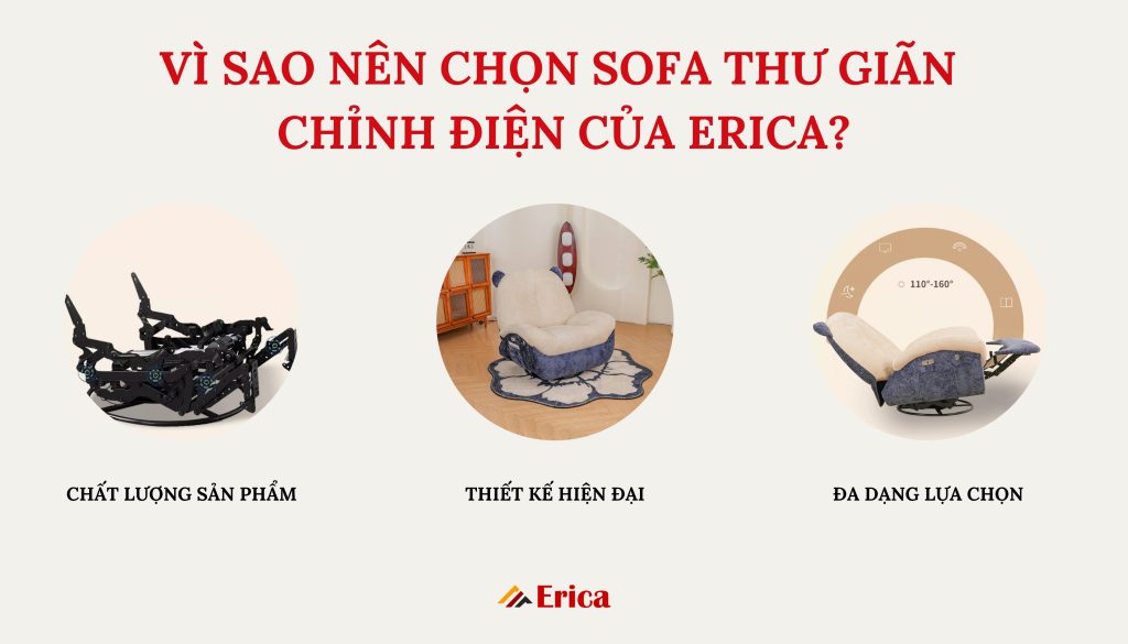 Vì sao nên chọn sofa thư giãn chỉnh điện của Erica?