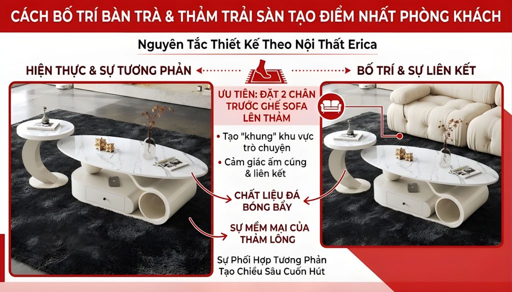 bố trí bàn trà sofa đẹp
