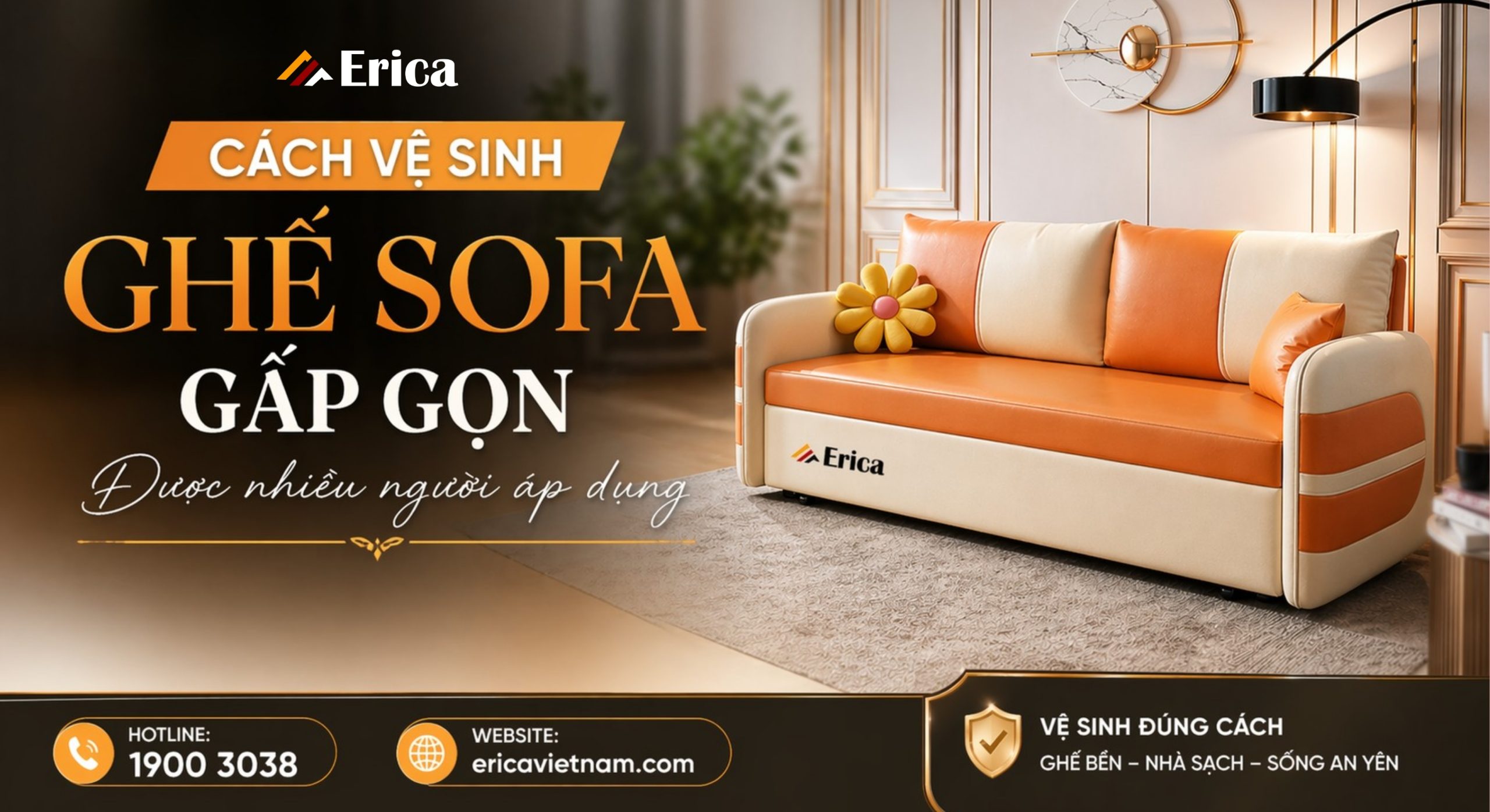Cách vệ sinh ghế sofa gấp gọn được nhiều người áp dụng