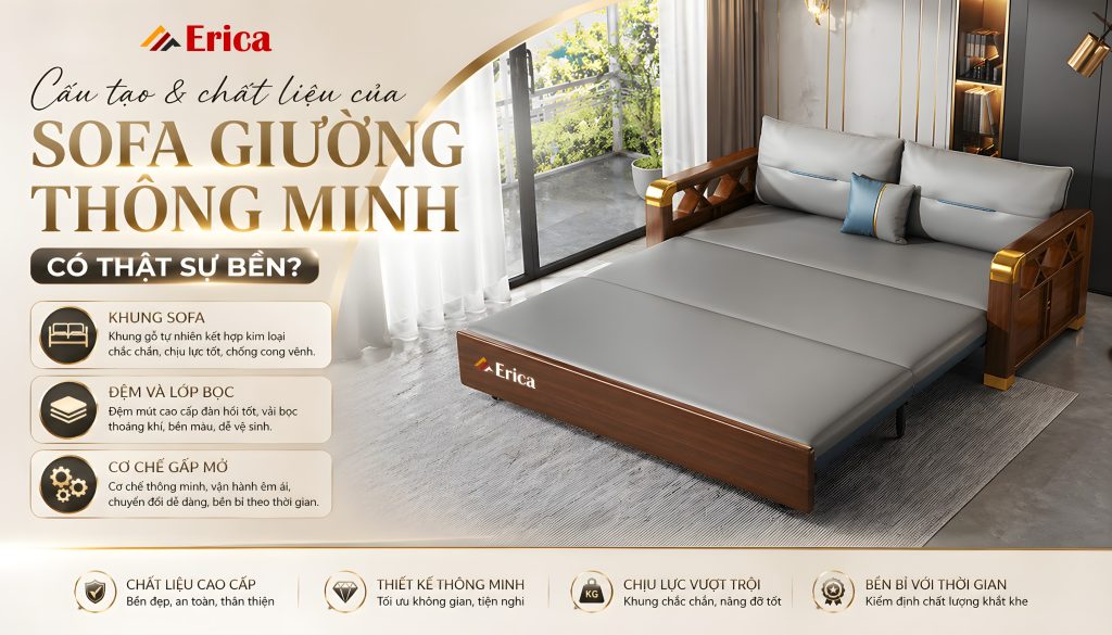 Cấu tạo và chất liệu của sofa giường thông minh có bền không? 