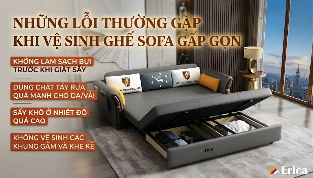 Những lỗi thường gặp khi vệ sinh ghế sofa gấp gọn