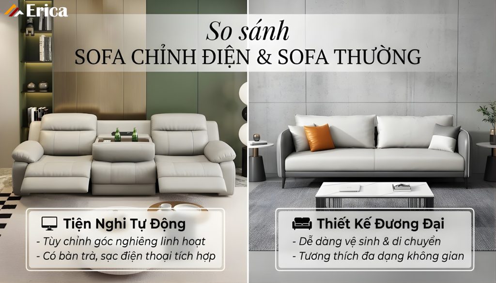 So sánh sofa chỉnh điện với sofa thường