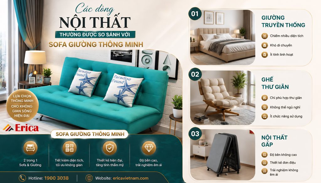 Các dòng nội thất thường được so sánh với sofa 
