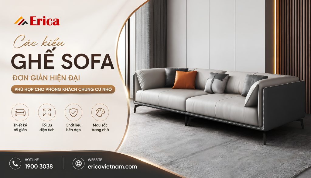 Các kiểu ghế sofa đơn giản hiện đại phù hợp cho phòng khách chung cư