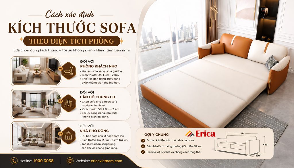 Cách xác định kích thước sofa theo diện tích phòng