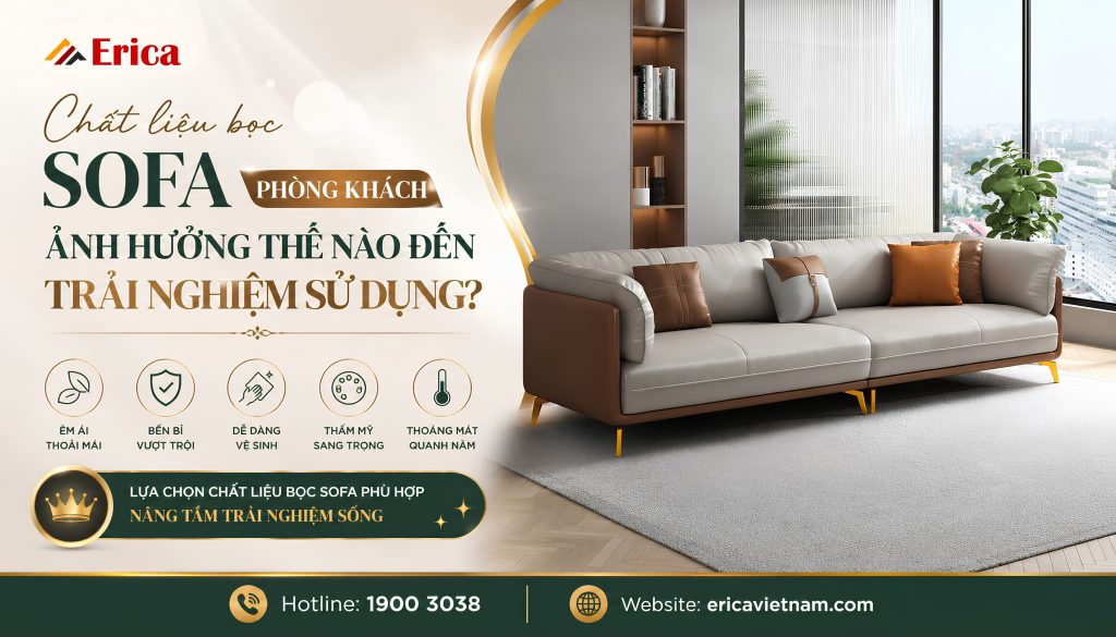 Chất liệu bọc sofa phòng khách ảnh hưởng thế nào đến trải nghiệm