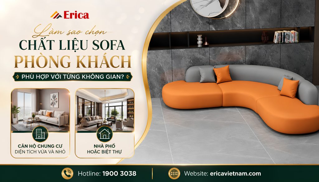 Làm sao chọn chất liệu sofa phòng khách hợp nhiều không gian