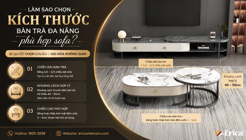 Chọn kích thước bàn phù hợp sofa