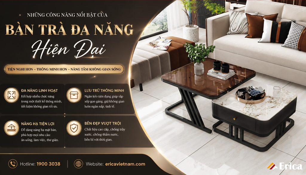 Những công năng nổi bật của bàn trà đa năng
