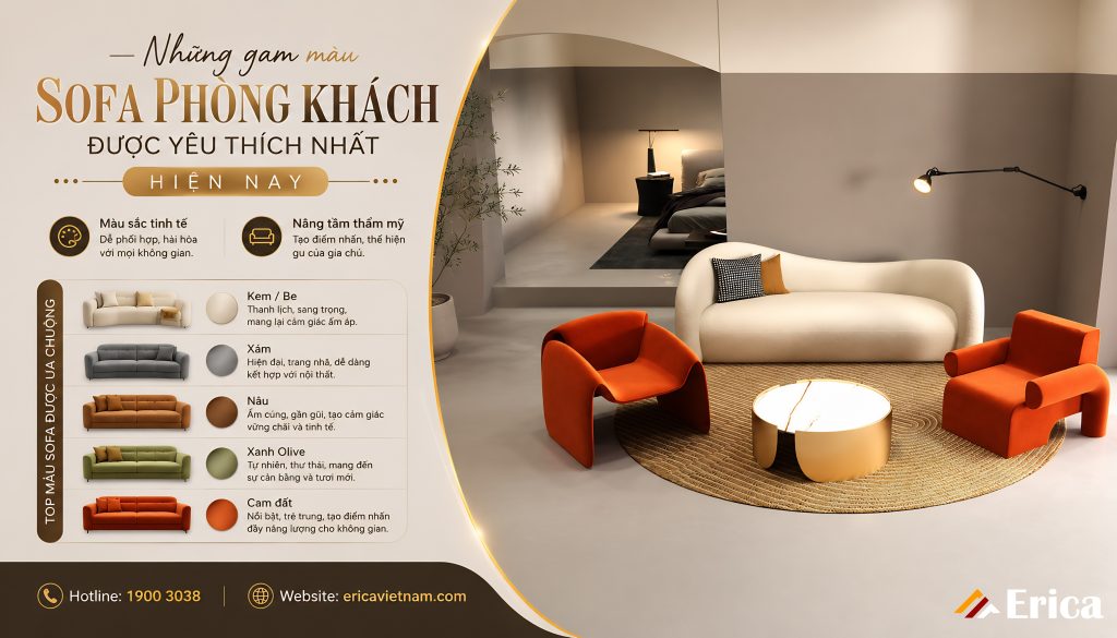 Những gam màu sofa được yêu thích nhất hiện nay