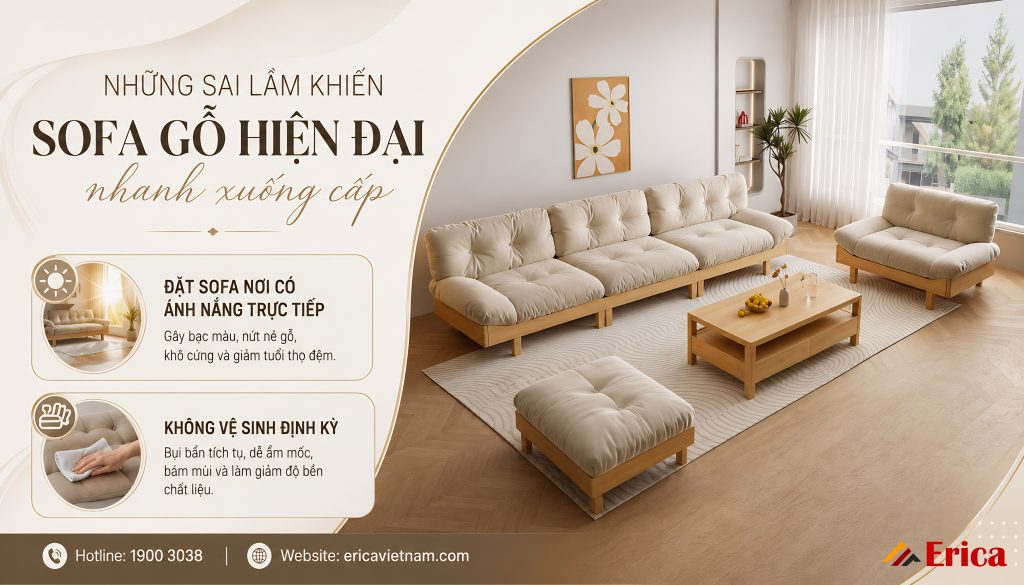 Những sai lầm khiến sofa giường gỗ hiện đại nhanh xuống cấp