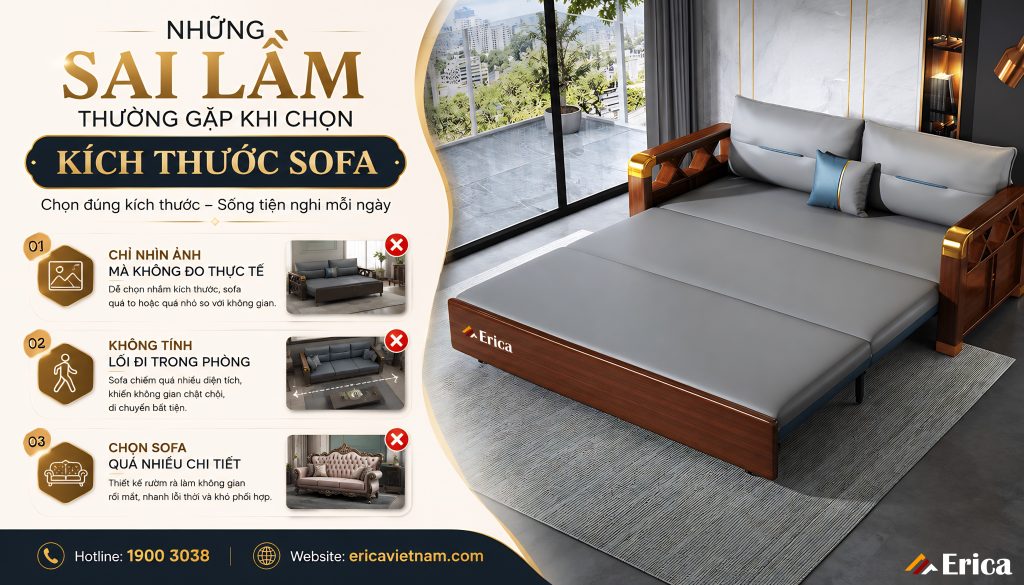 Những sai lầm thường gặp khi chọn kích thước sofa
