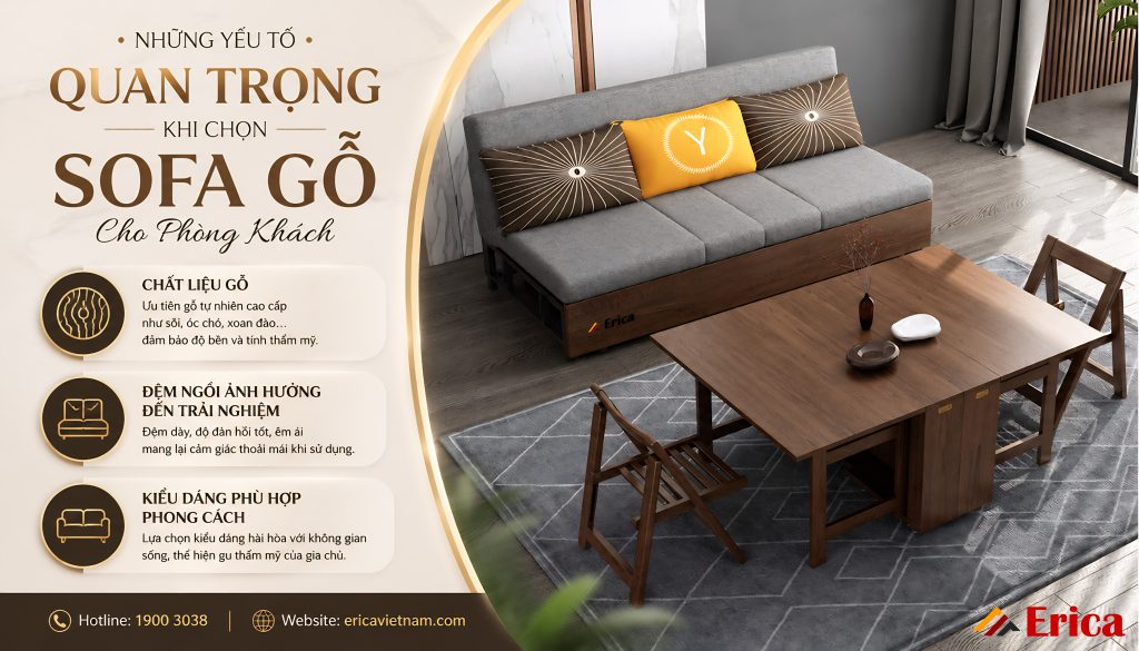 Những yếu tố quan trọng khi chọn sofa gỗ cho phòng khách