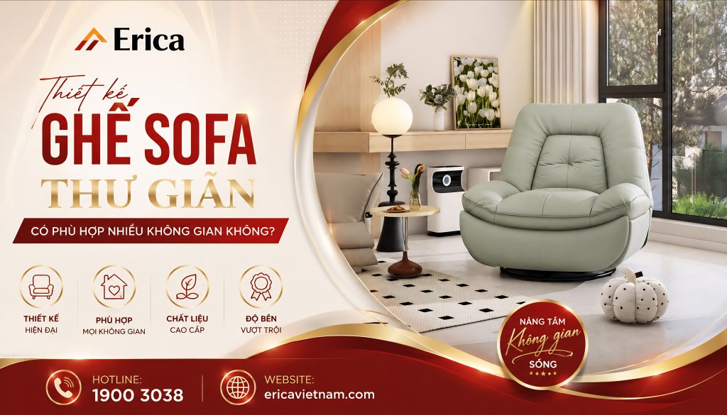 Thiết kế ghế sofa thư giãn phù hợp nhiều không gian không?