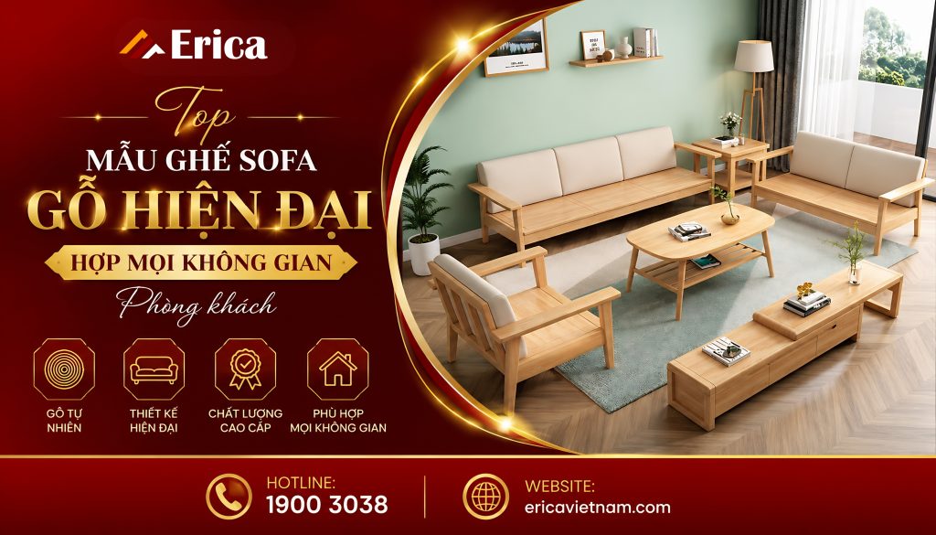 Top mẫu ghế sofa gỗ hiện đại hợp không gian phòng khách