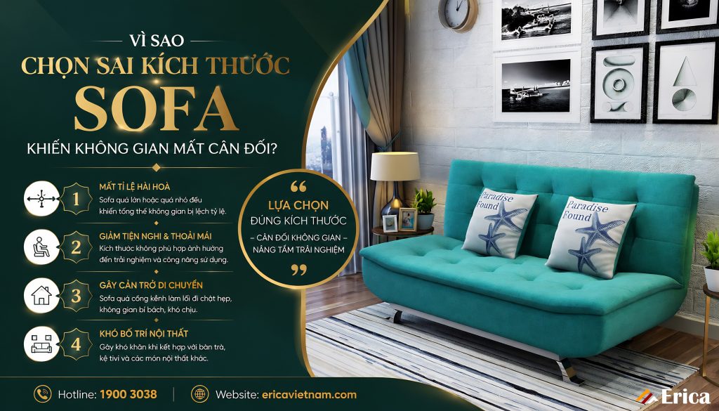 Vì sao chọn sai kích thước sofa làm không gian mất cân đối?
