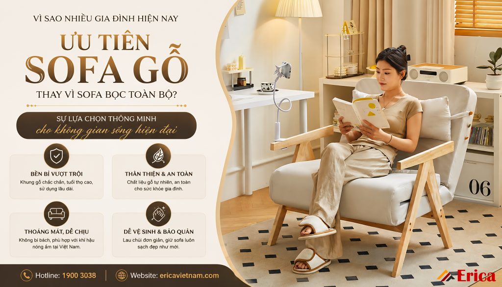 Vì sao nhiều gia đình hiện nay ưu tiên sofa gỗ?