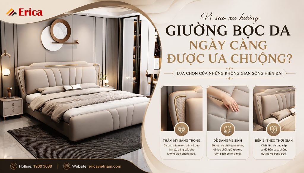 Vì sao xu hướng giường bọc da ngày càng được ưa chuộng?