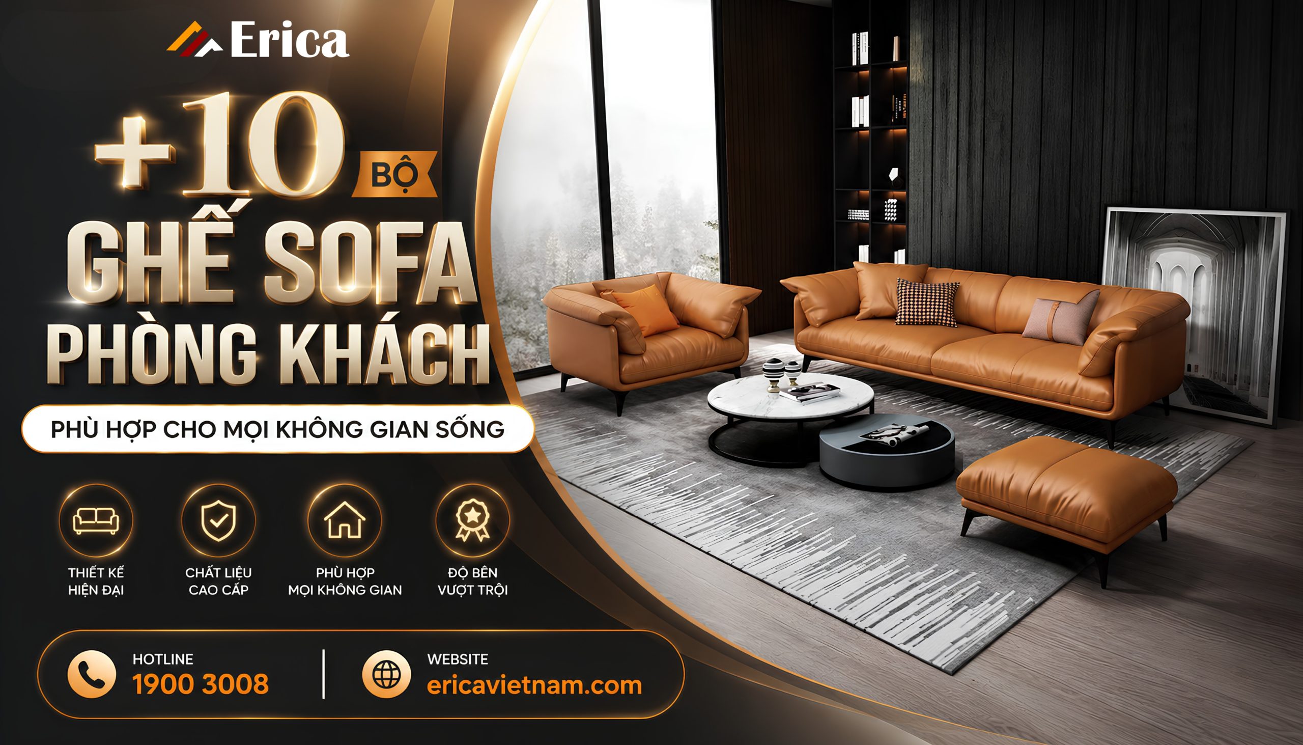 10 Bộ ghế sofa phòng khách phù hợp mọi không gian sống