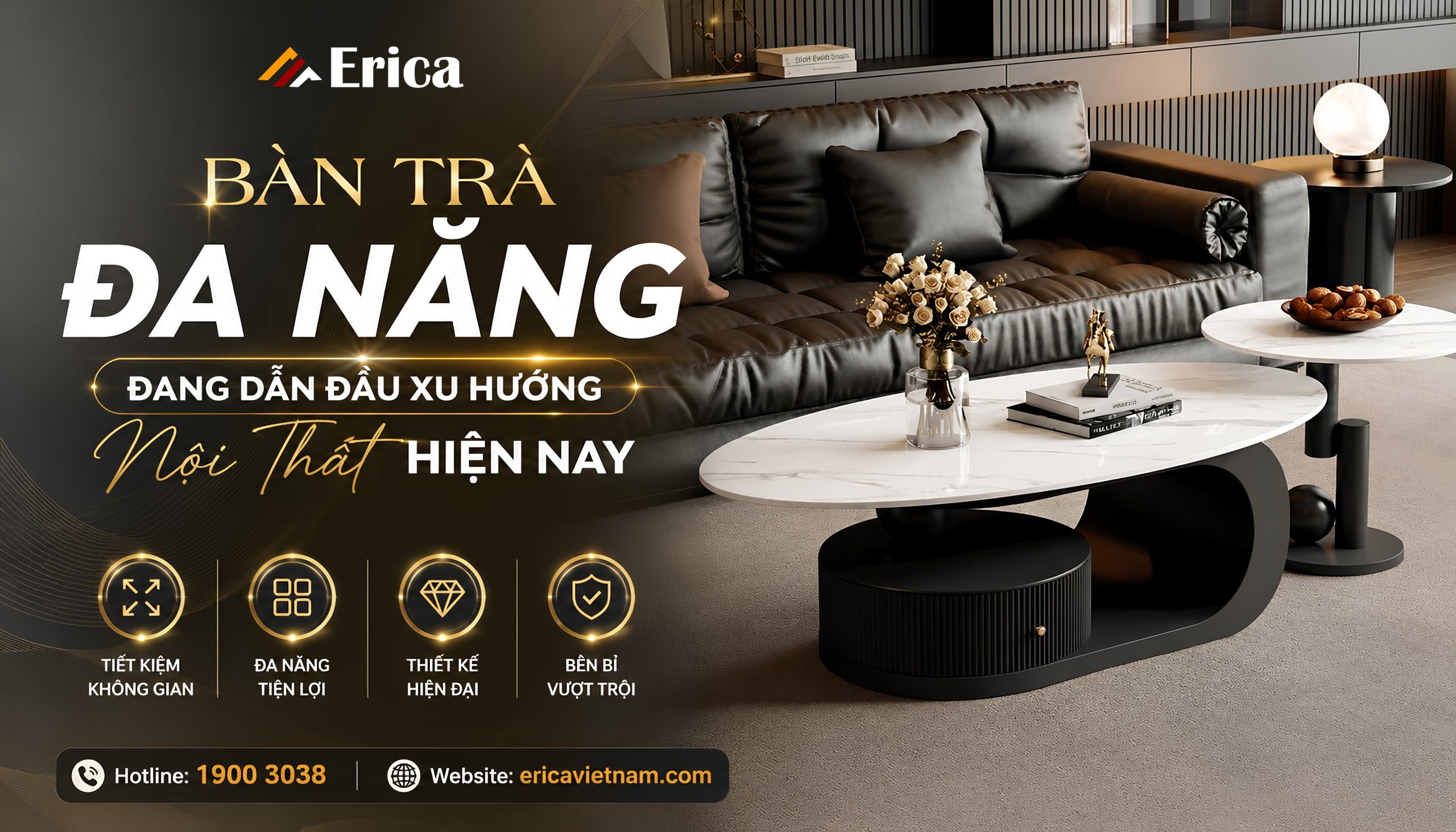 Bàn trà đa năng đang dẫn đầu xu hướng nội thất hiện nay