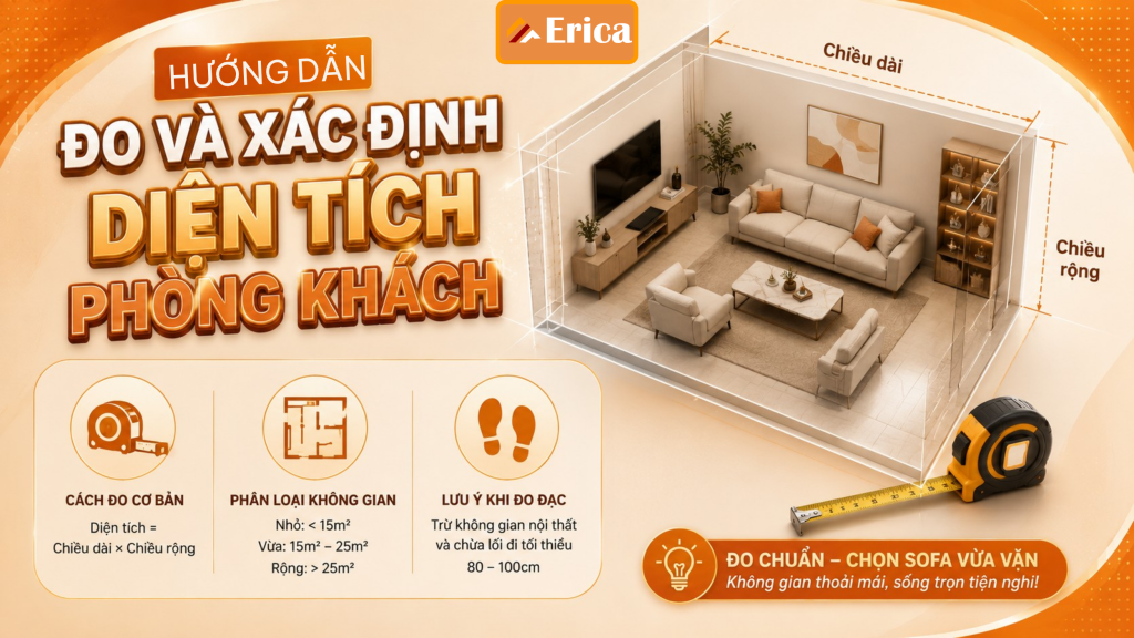 Hướng dẫn đo diện tích phòng khách