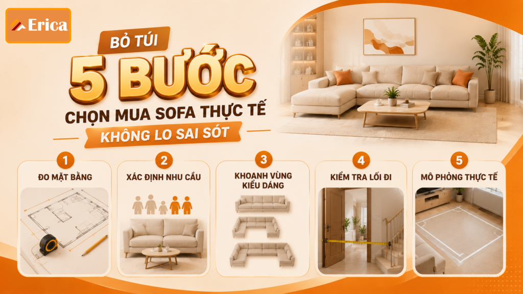5 bước chọn mua sofa chuẩn kích thước