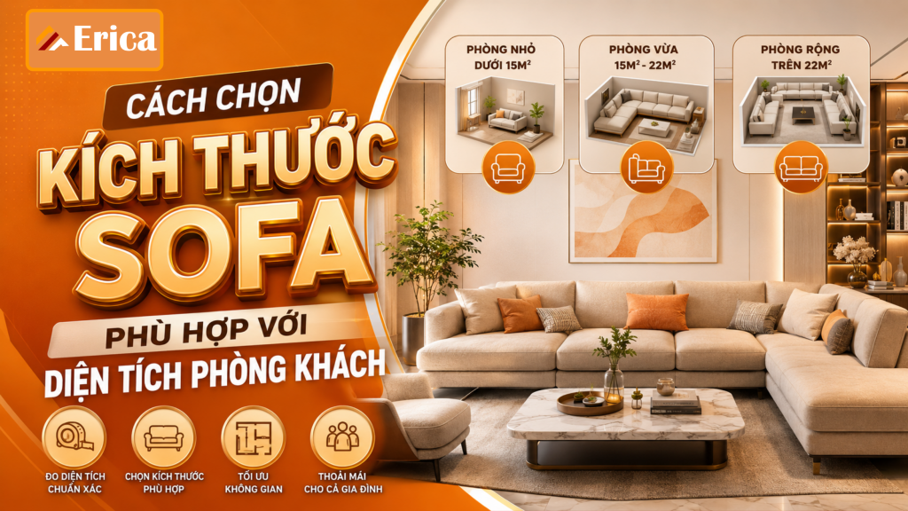 Cách chọn kích thước sofa phù hợp với diện tích phòng khách