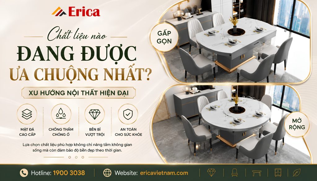 Chất liệu bàn ăn nào đang được ưa chuộng nhất hiện nay