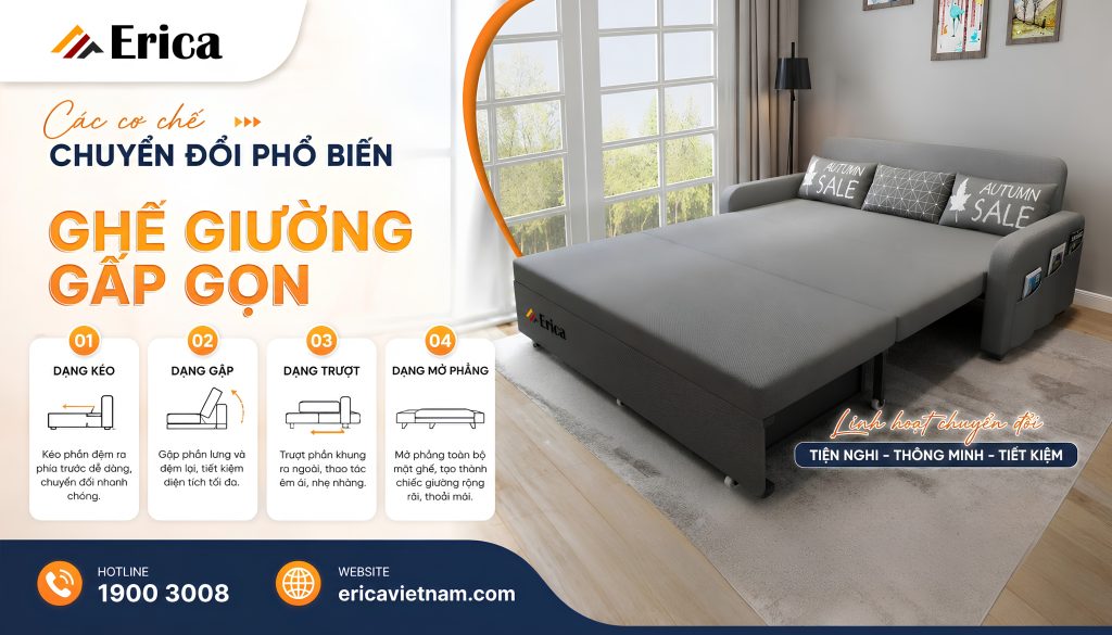 Cơ chế chuyển đổi phổ biến của sofa giường