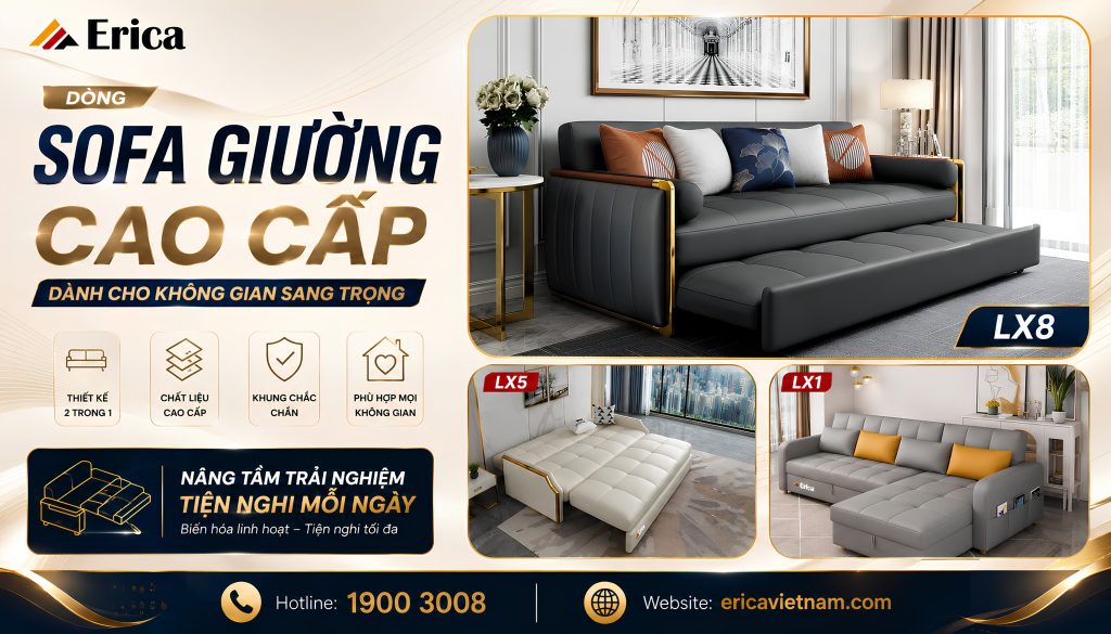 Dòng sofa giường cao cấp dành cho không gian sang trọng