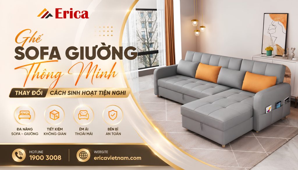 Ghế sofa giường thông minh tha đổi cách sinh hoạt tiện nghi