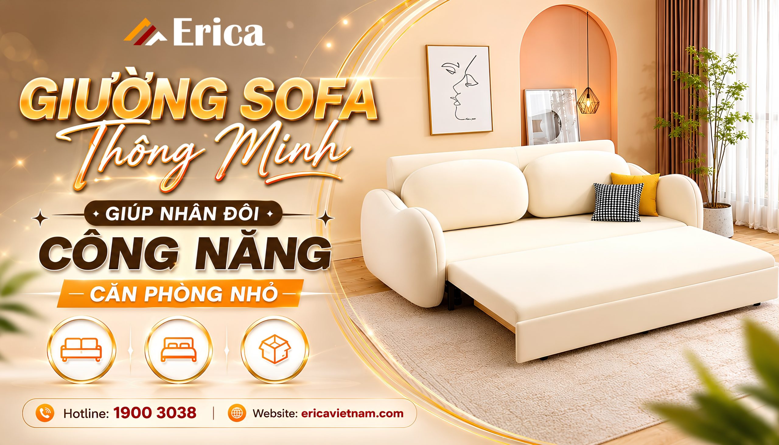 Giường sofa thông minh giúp nhân đôi công năng căn phòng nhỏ