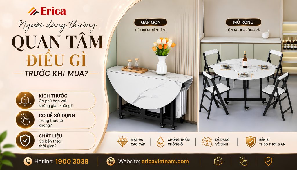 Người dùng quan tầm điều gì khi mua bàn ăn