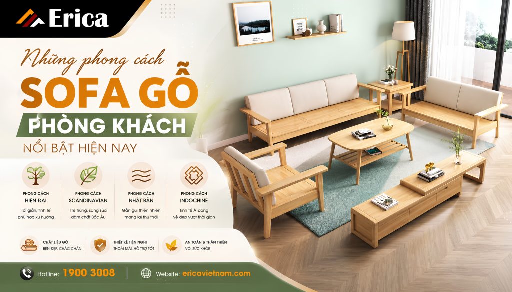 Những phong cách sofa gỗ phòng khách