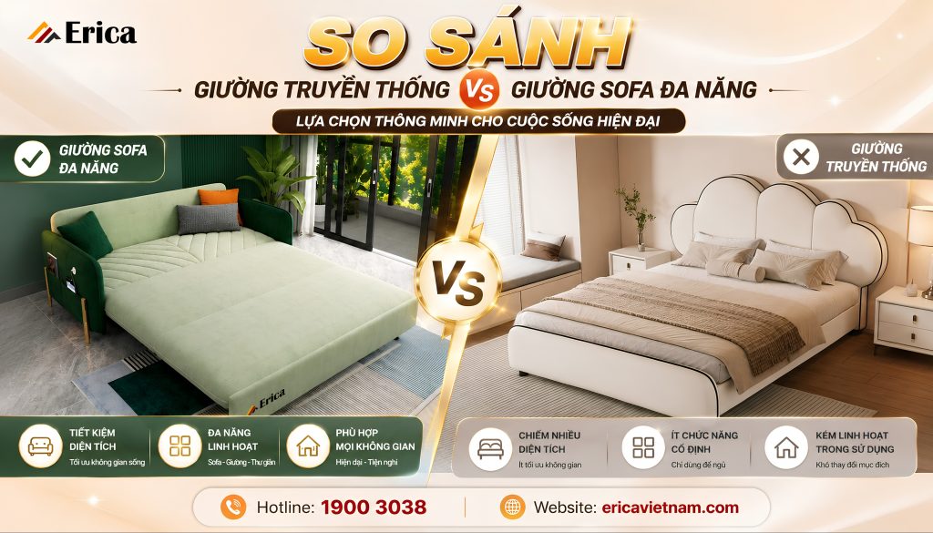 So sánh giường truyền thống và giường sofa đa năng