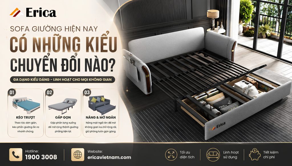 Sofa giường hiện nay có những kiểu chuyển đổi nào?