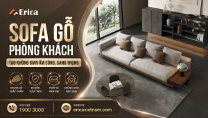 Sofa gỗ phòng khách tạo không gian ấm cúng sang trọng