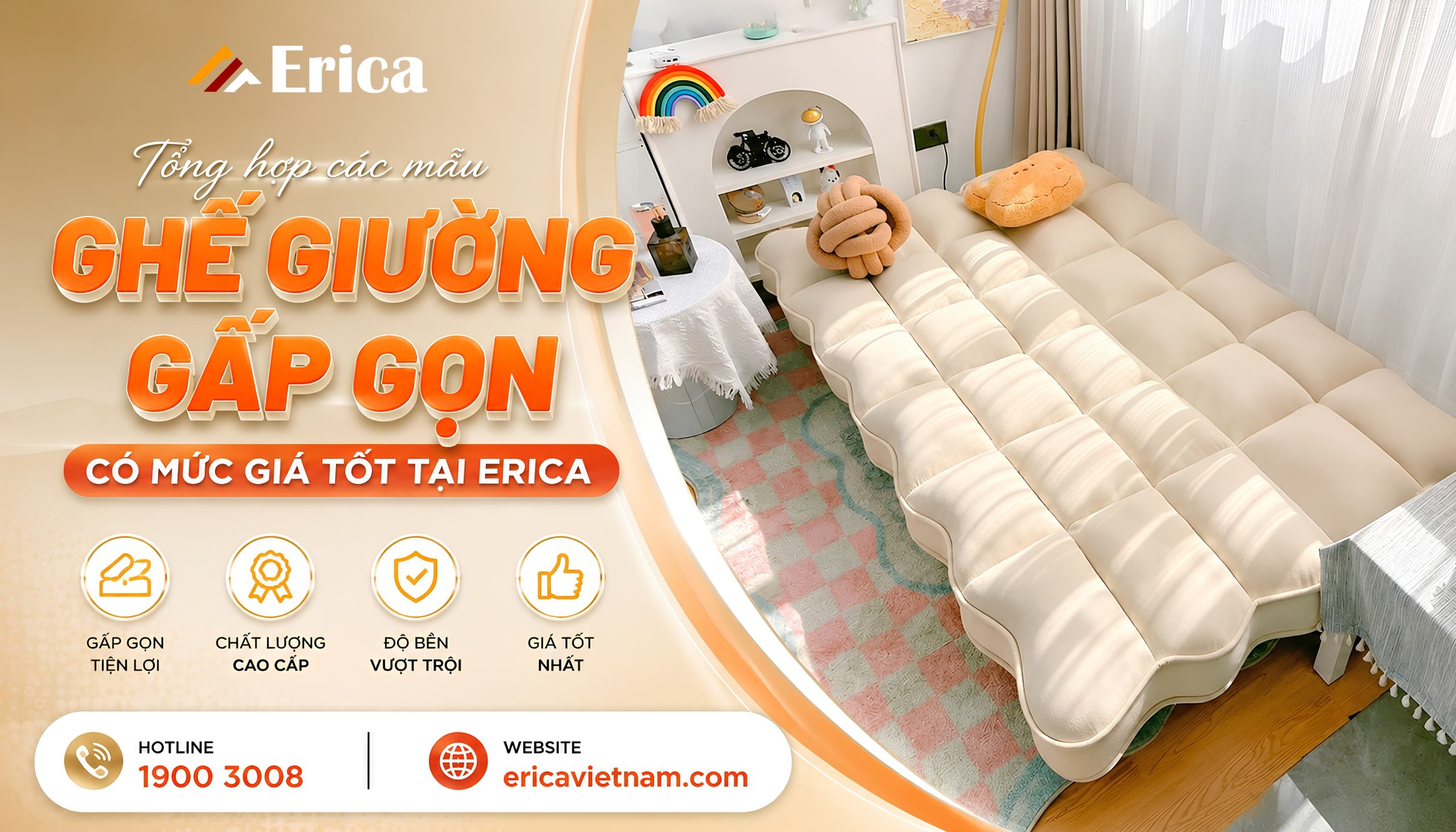 Tổng hợp các mẫu ghế giường gấp gọn có mức giá tốt tại erica