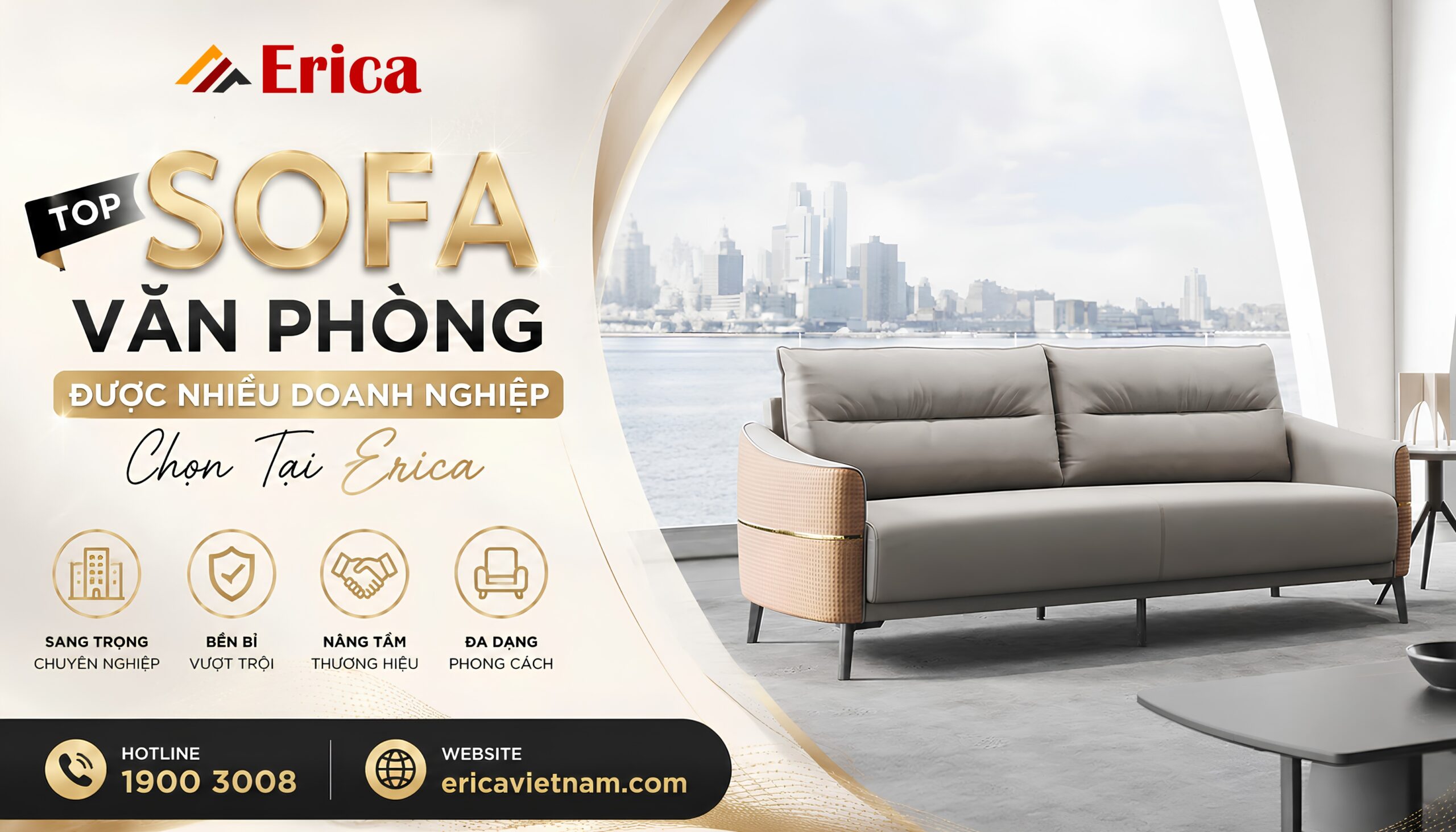 Top sofa văn phòng được nhiều doanh nghiệp lựa chọn tại Erica