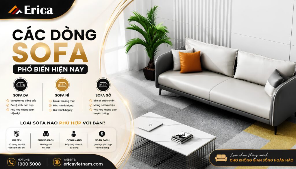 Các dòng sofa phổ biến hiện nay