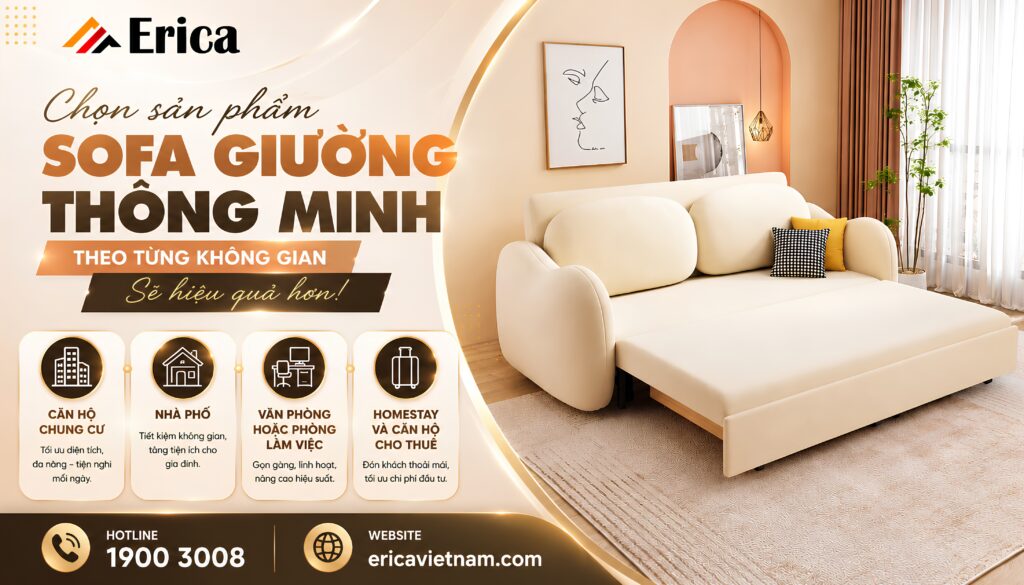 Chọn sản phẩm sofa giường thông minh theo không gian